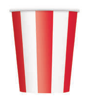 VASOS 12OZ RAYAS ROJAS 6UDS