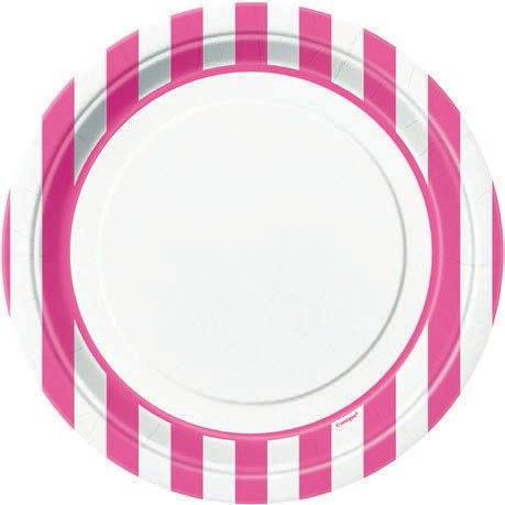 PLATOS 9PG RAYAS FUCSIA 8UDS