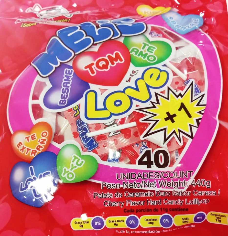 MELIS LOVE PALETA CORAZON 40UD