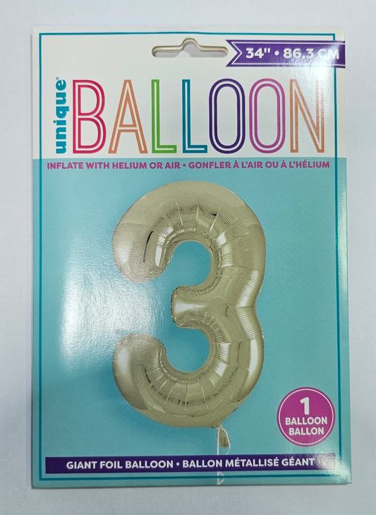 GLOBO 34PG DORADO NUMERO 3