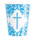 VASOS 9OZ CRUZ RELIGIOSO AZUL