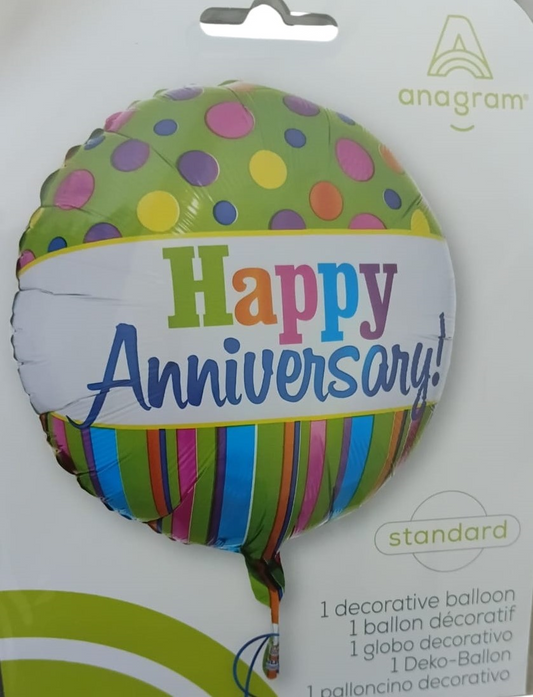 GLOBO MET.HAPPY ANIVERSARY18PU