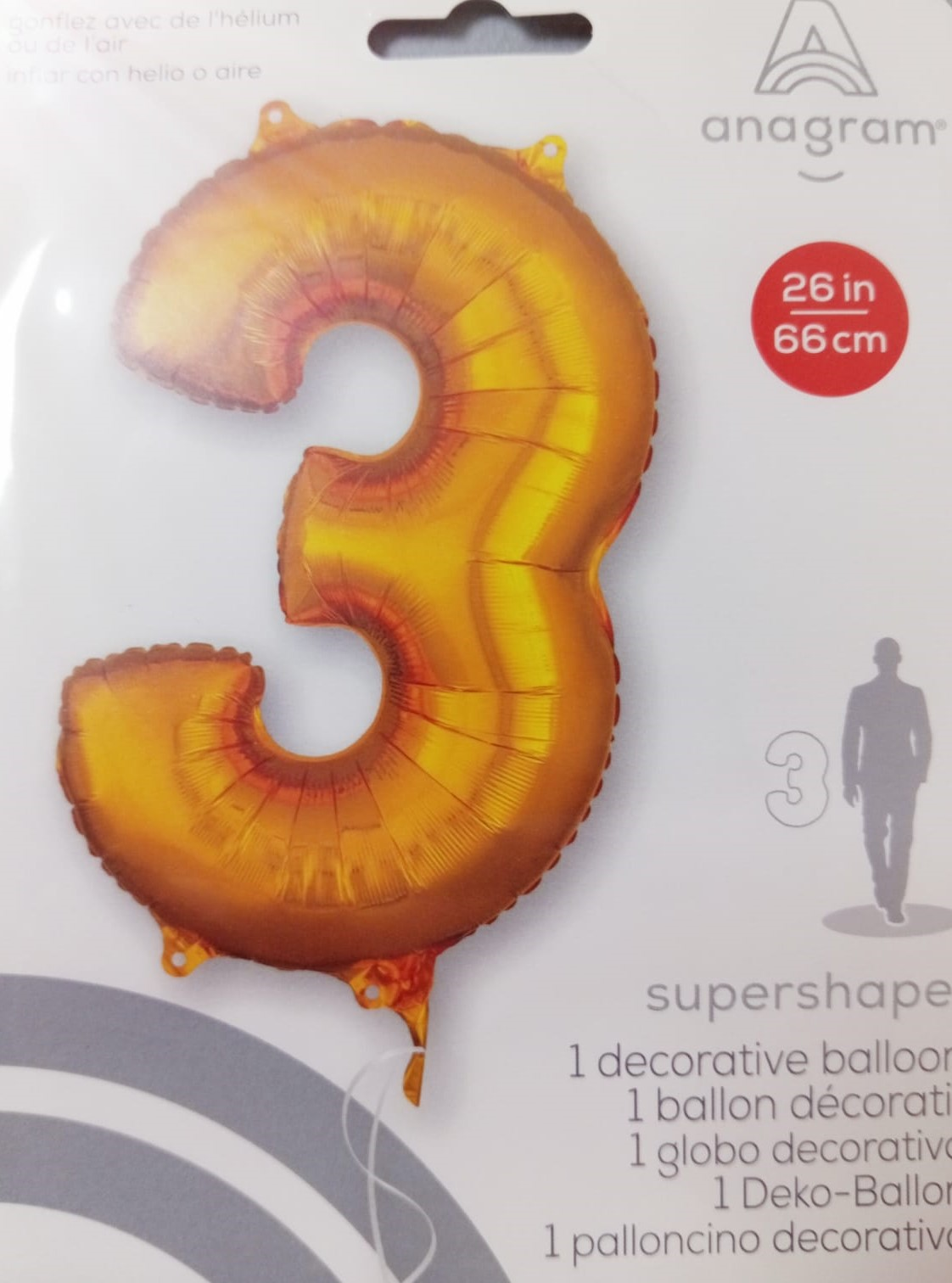 GLOBO FORMA Nº3 DORADO 26 PULG