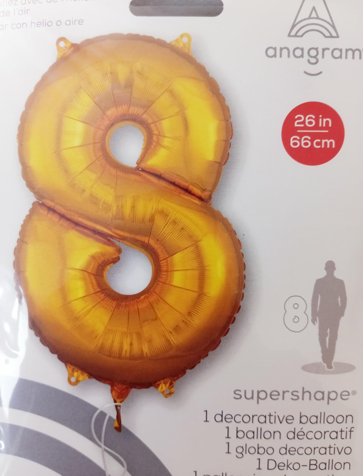 GLOBO FORMA Nº8 DORADO 26 PULG