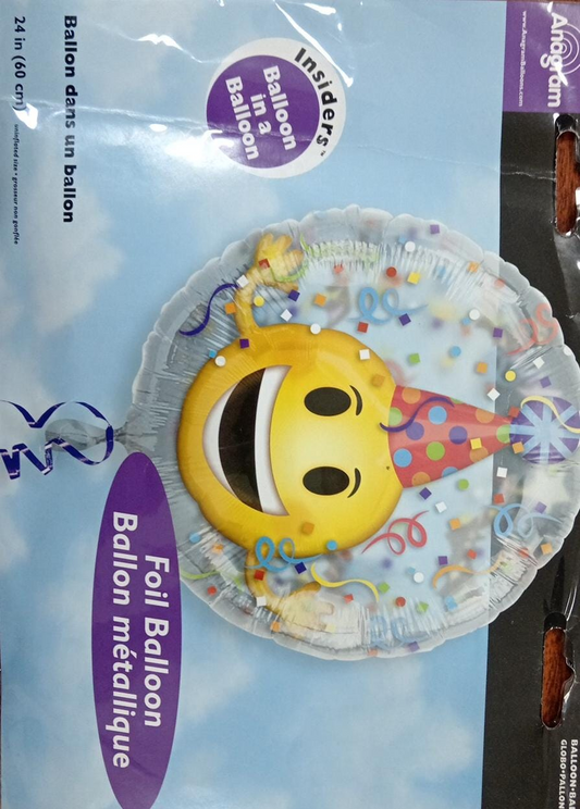 BURBUJA CON GLOBO EMOJI 60CM