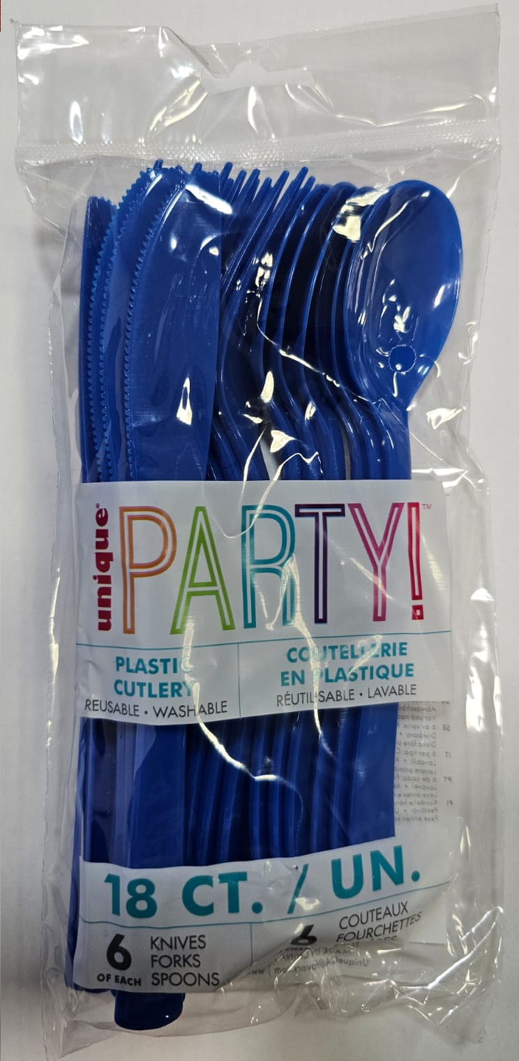 CUBIERTOS SURT AZUL ROYAL 8UDS
