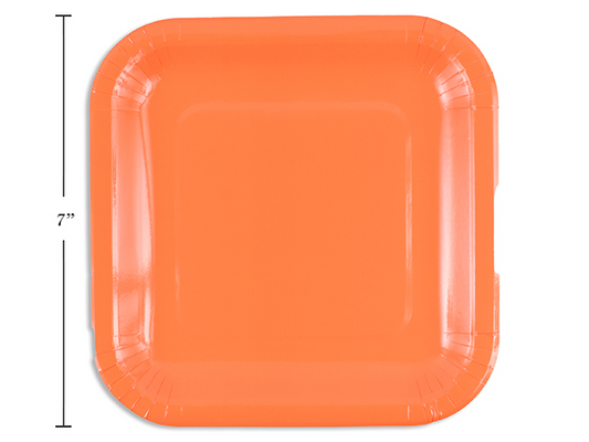 PLATO CUADRADO NARANJA 16U 7PG
