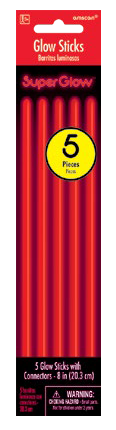 GLOW STICKS 5UDS ROJO
