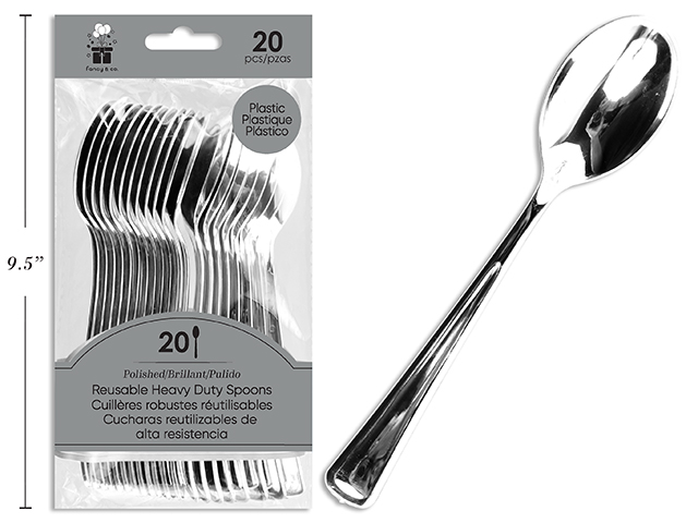 CUCHARA PLAST 20 UDS PLATEADO