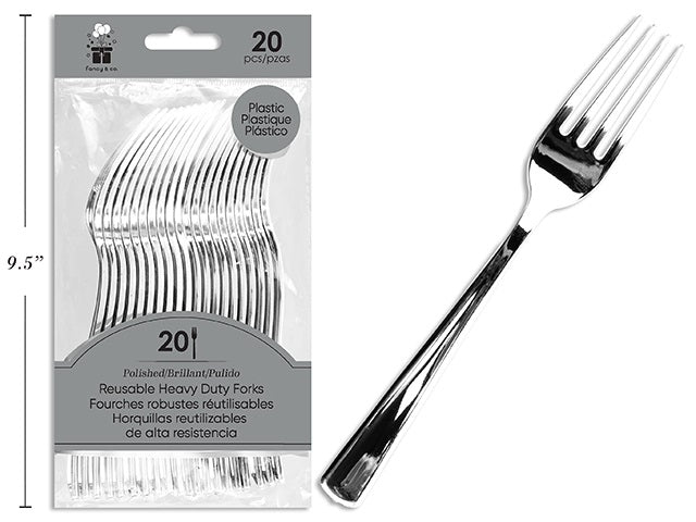 TENEDOR PLAST 20 UDS PLATEADO