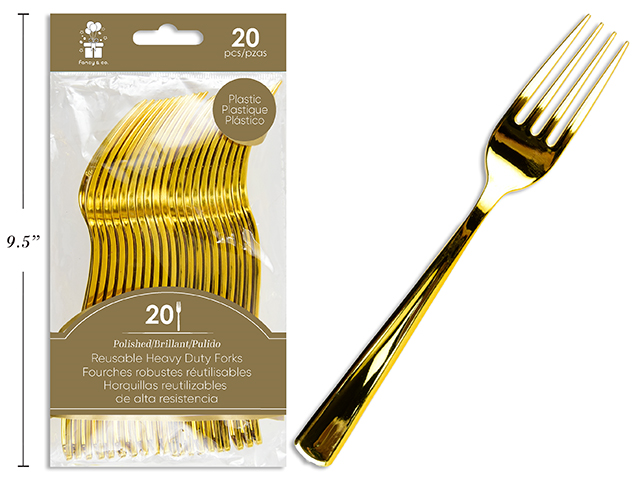 TENEDOR PLAST 20 UDS DORADO