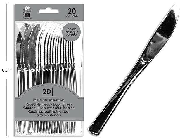 CUCHILLO PLAST 20 UDS PLATEADO