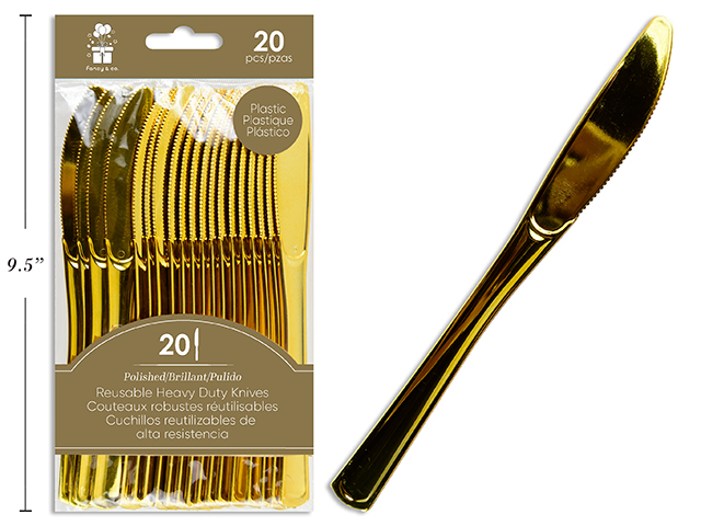 CUCHILLO PLAST 20 UDS DORADO