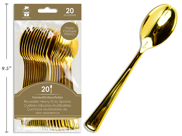 CUCHARA PLAST 20 UDS DORADO