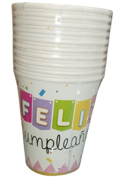 VASOS FELIZ CUMPLE NIÑA 10UDS