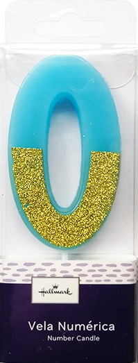 VELA AZUL ESCARCHARDA NUMERO 0