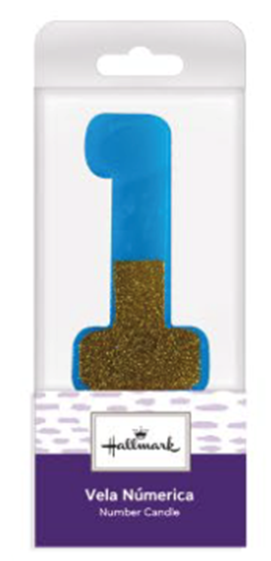 VELA AZUL ESCARCHARDA NUMERO 1