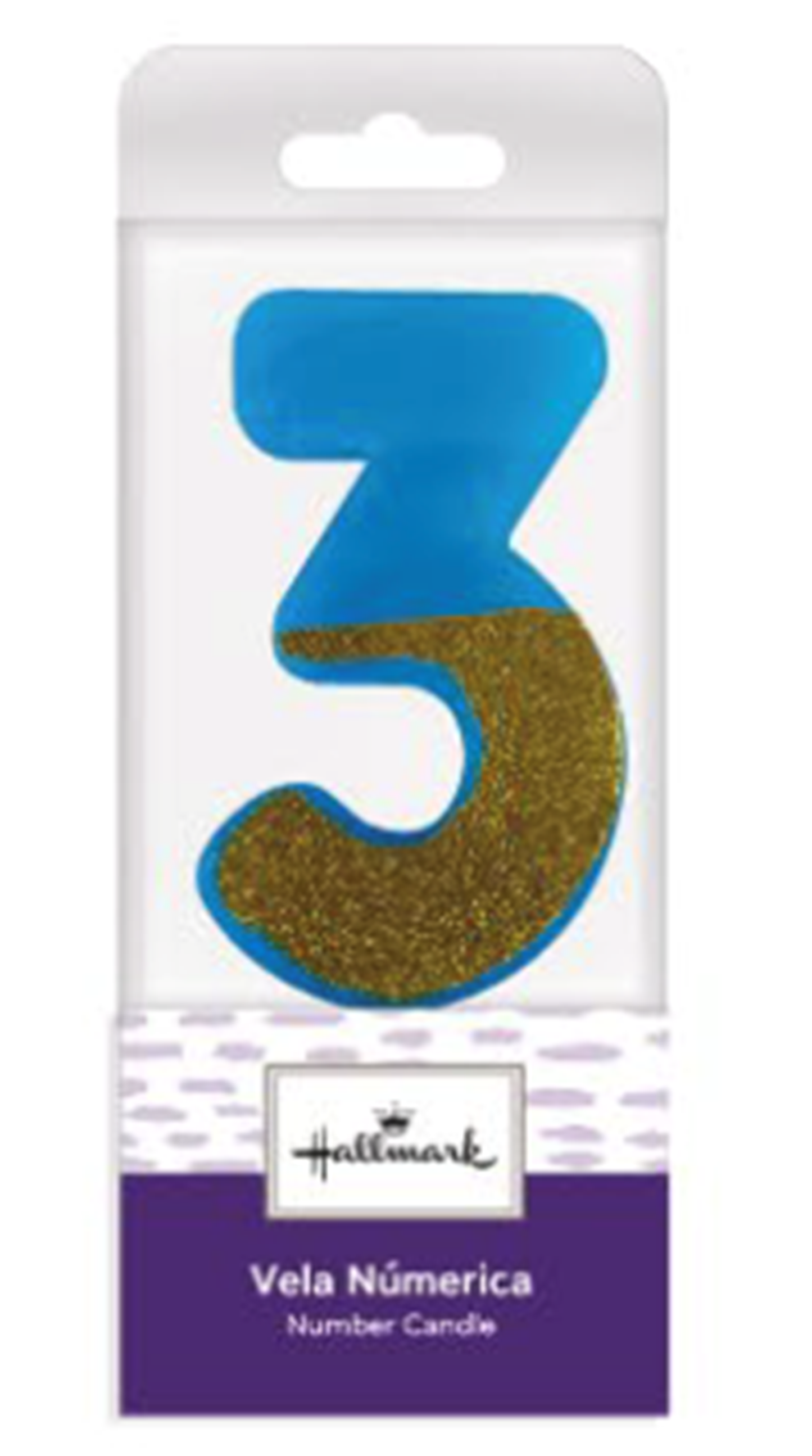 VELA AZUL ESCARCHARDA NUMERO 3