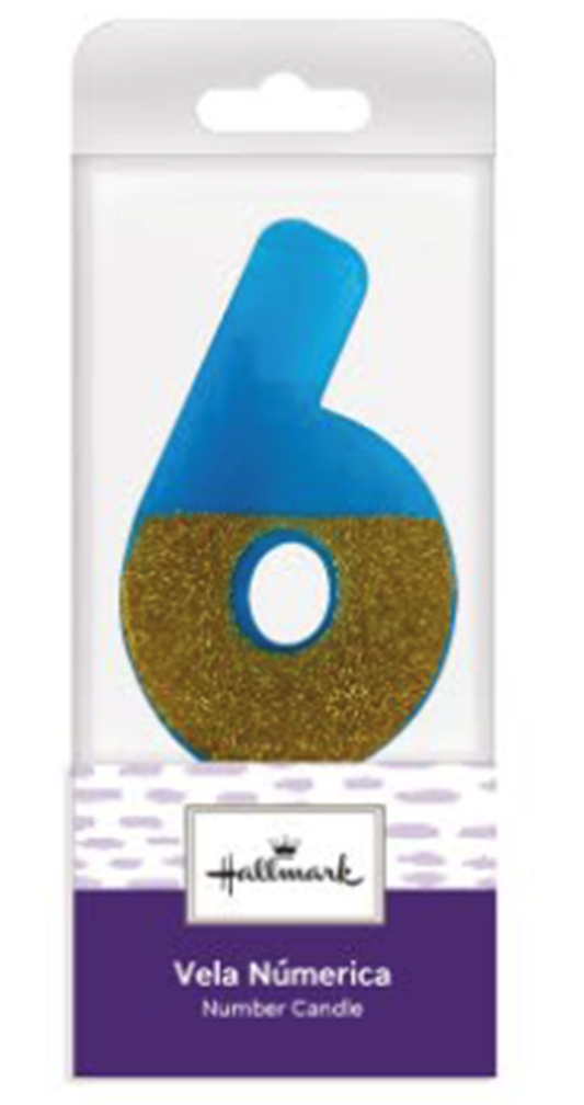 VELA AZUL ESCARCHARDA NUMERO 6