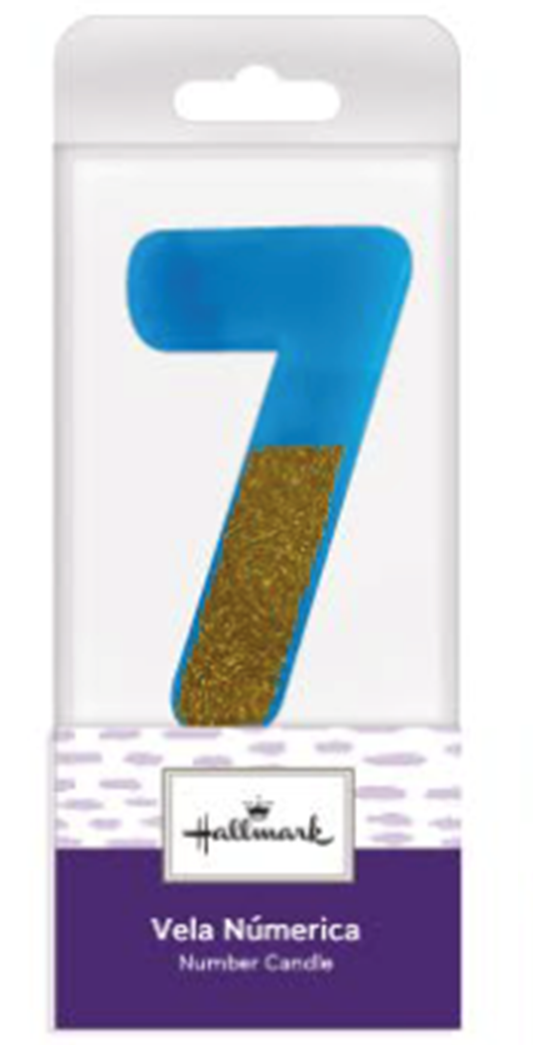 VELA AZUL ESCARCHARDA NUMERO 7