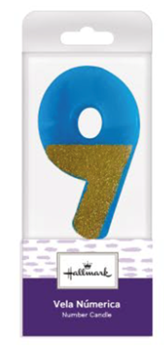 VELA AZUL ESCARCHARDA NUMERO 9