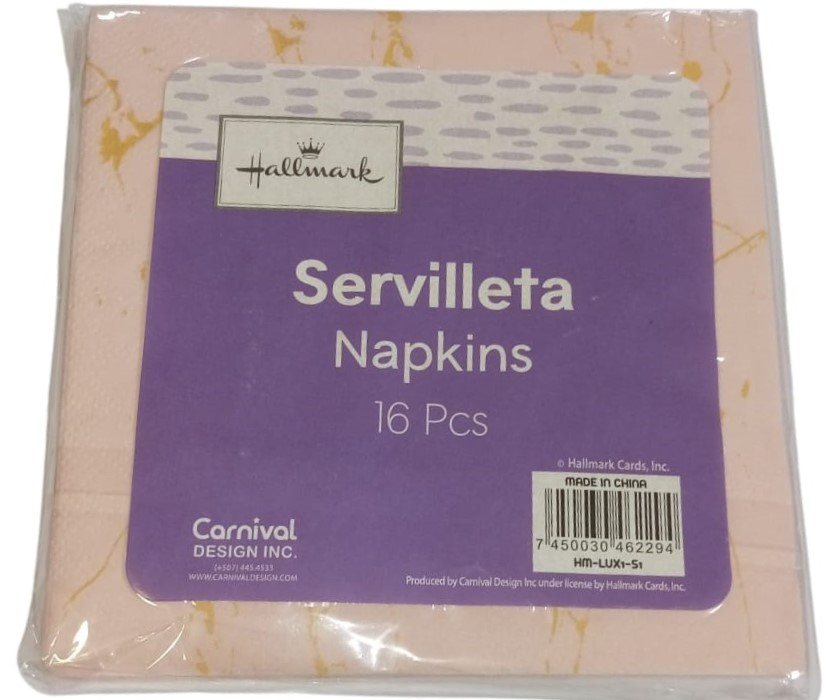 SERVILLETAS ROSADO Y DORADO 16