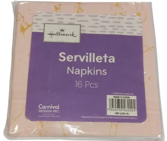 SERVILLETAS ROSADO Y DORADO 16