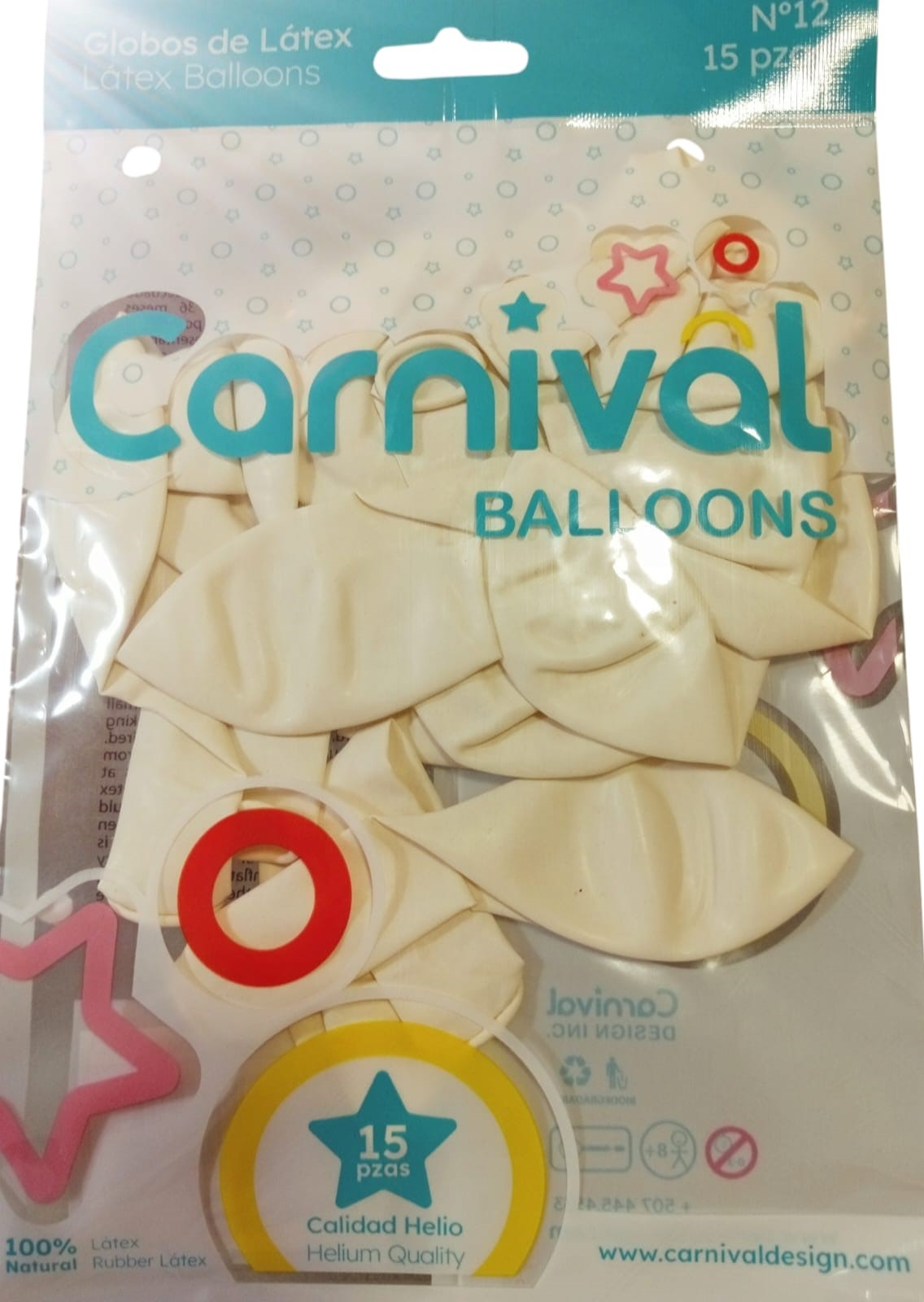 CARNIVAL GLOBOS 12PG 15U BLANC