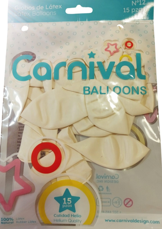 CARNIVAL GLOBOS 12PG 15U BLANC