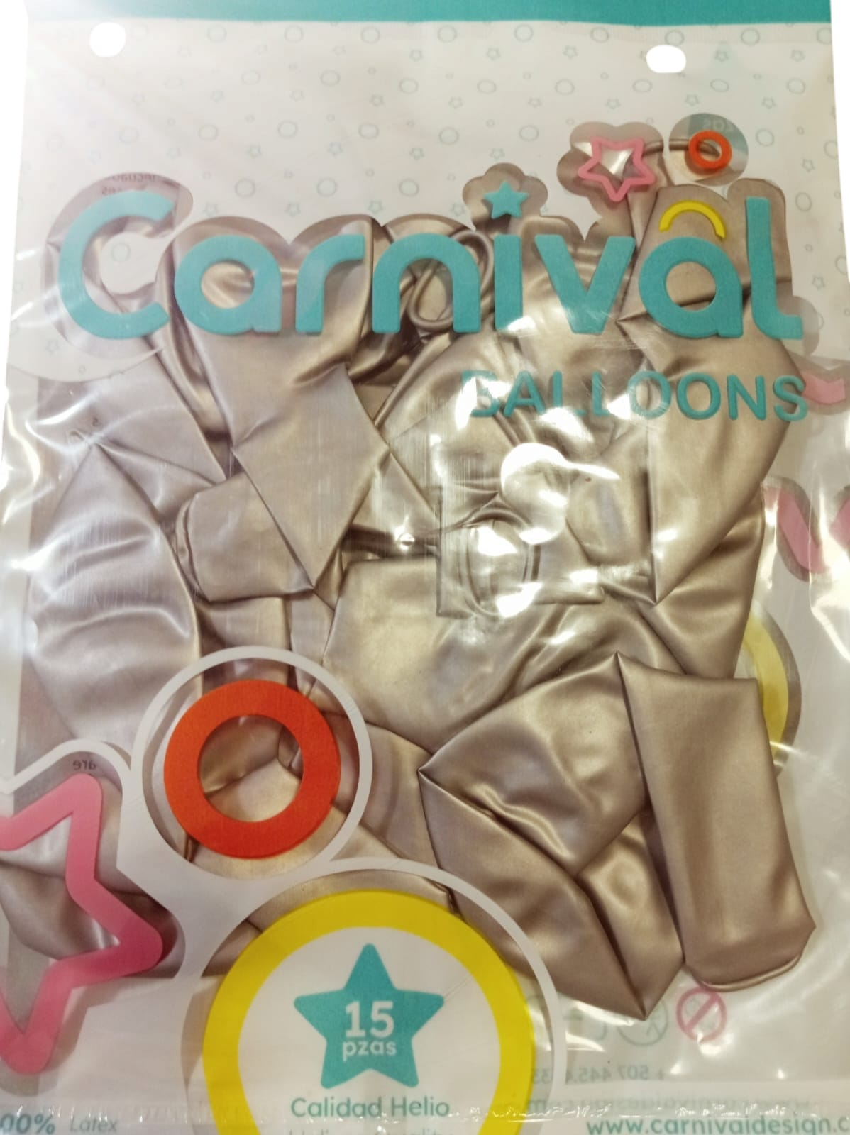 CARNIVAL GLOBOS 12PG 15U PLATA