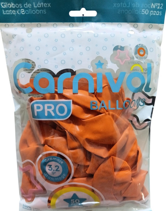 CARNIVAL GLOBOS 12P 50U NARANJ