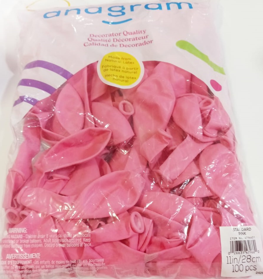 QX GLOBO LATEX 100U 11P ROSA