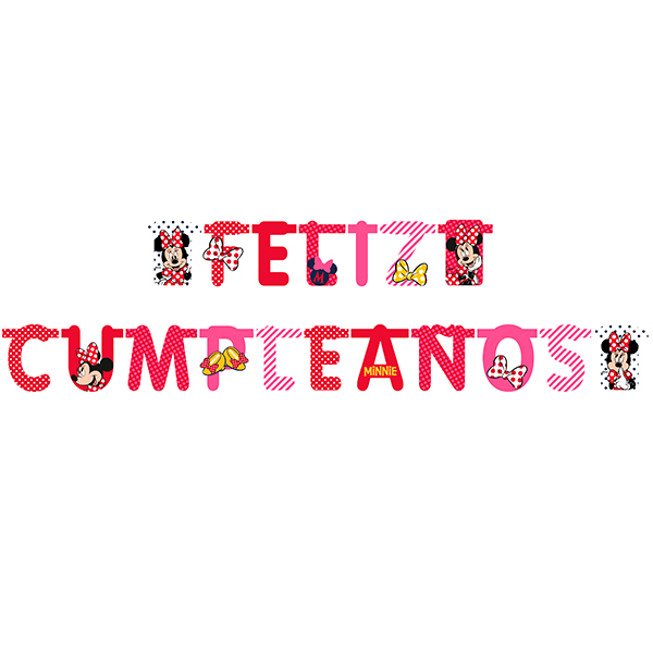 LETRERO FELIZ CUMP MINNIE ROJA