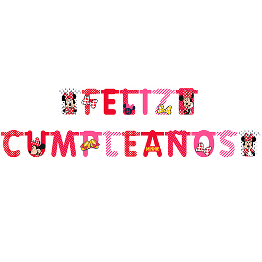 LETRERO FELIZ CUMP MINNIE ROJA