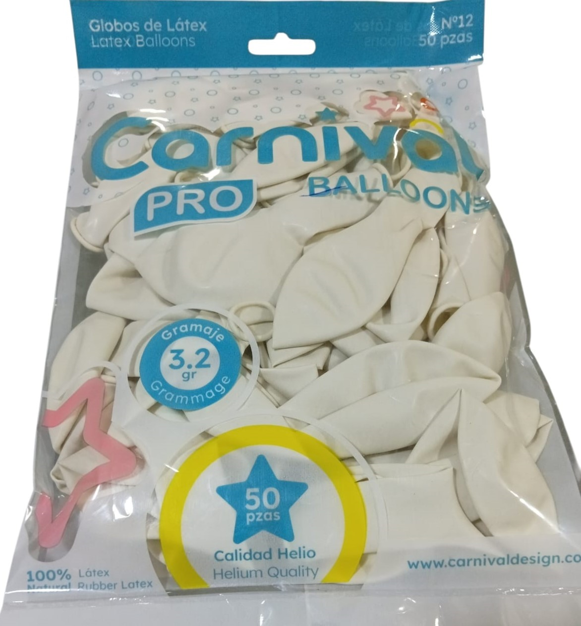 CARNIVAL GLOBOS 12P 50U BLANCO