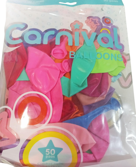 CARNIVAL GLOBOS 12P 50U SURTID