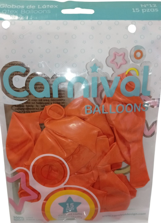 CARNIVAL GLOBOS 12PG 15U NARAN