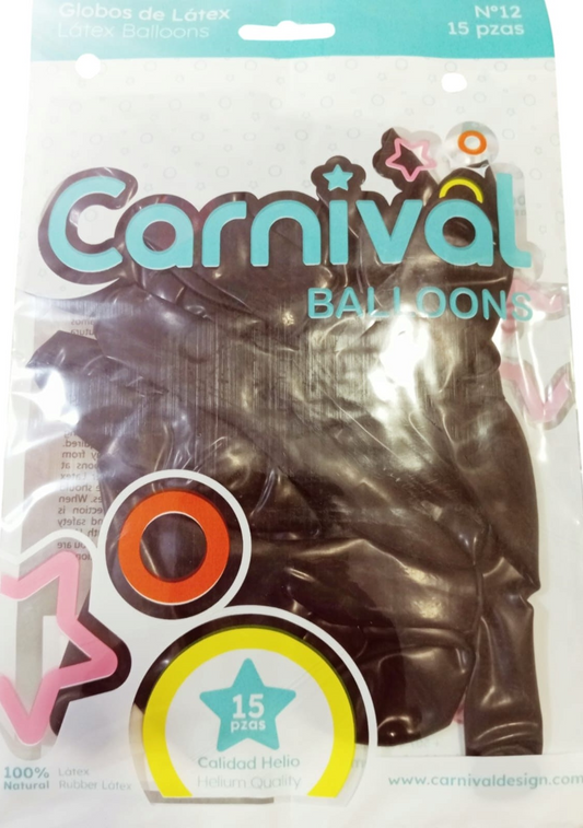 CARNIVAL GLOBOS 12PG 15U NEGRO