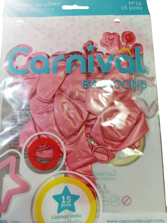 CARNIVAL GLOBOS 12PG 15U ROSE