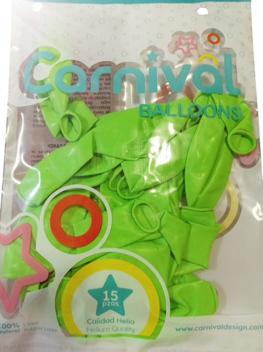 CARNIVAL GLOBOS 12PG 15U VRD L