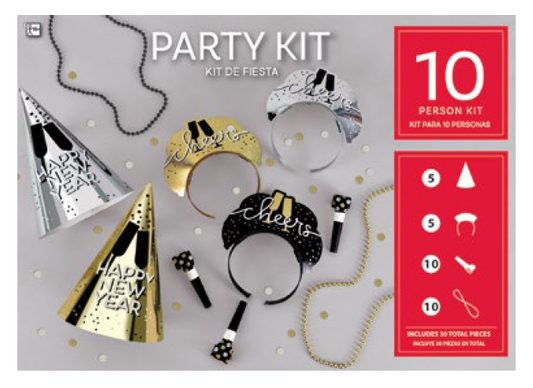 PARTY KIT 10 PERS HPNY B/S/G