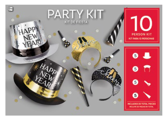 PARTY KIT 10 PERS HPNY B/S/G T