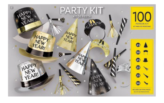 PARTY KIT 100P BSG HATS HPNY