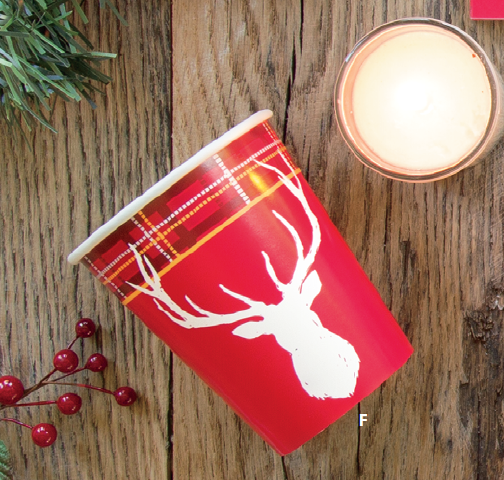 VASOS 9OZ 8UDS RENO ROJO/BCO