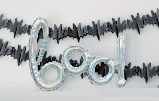 BANNER GLOBOS BOO 35CM PLATA