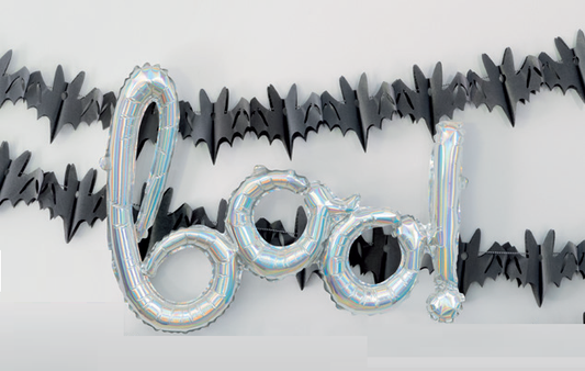 BANNER GLOBOS BOO 35CM PLATA