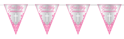 BANNER COMUNION CRUZ ROSA
