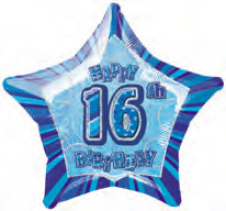 GLOBO MET CUMPLE 16 AZUL PRISM