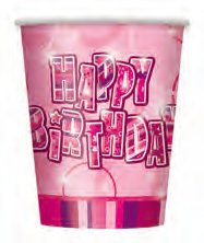 8 VASOS ROSA GLITZ