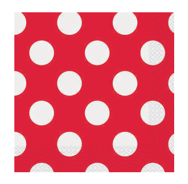SERVILLETA TOPOS ROJOS 33X33CM